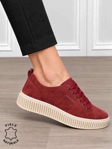 Pantofi sport damă din piele naturală intoarsa stil clasic CRL1868 BORDO - Img 2