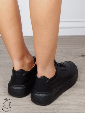 Pantofi sport din piele naturală cu design modern CRL1810 NEGRU - Img 3