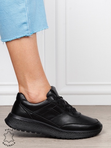 Pantofi sport din piele naturală pentru confort și stil CRL1813 NEGRU