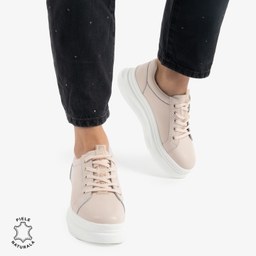Pantofii casual piele naturala DIN PIELE NATURALA CRL0763 ROZ - Img 2