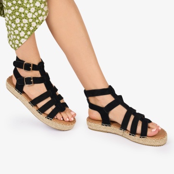 SANDALE Dama DIN PIELE ECOLOGICA INTOARSA CRL1022 Culoare: NEGRU - Img 3