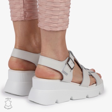 SAndale DAMA DIN PIELE NATURALA CU BARETE CRL1421 ALB - Img 4