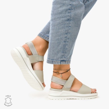 SANDALE Dama Piele Naturala CU BARETA CRL1098 Culoare: GRI - Img 3