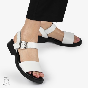 SANDALE Dama Piele Naturala CU CATARAMA CONFORTABILE CRL1372 ALB - Img 4