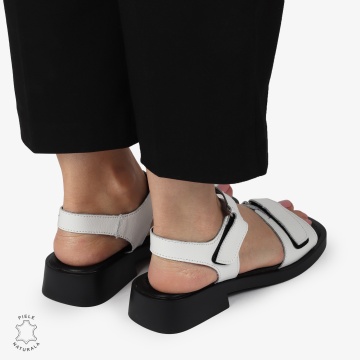 SANDALE Dama Piele Naturala CU INCHIDERE VELCRO CONFORTABILE CRL1373 ALB - Img 4
