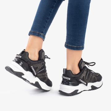 SNEAKERS DAMA din PIELE ECOLOGICA CU STRAS in stil Zig-Zag,Usori CRL0865 - Img 4