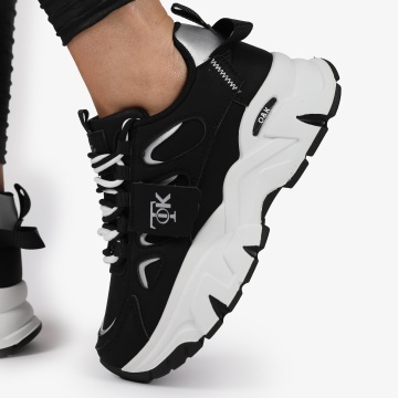 SNEAKERS din PIELE ECOLOGICA SI TEXTIL CRL1515 Negru - Img 3