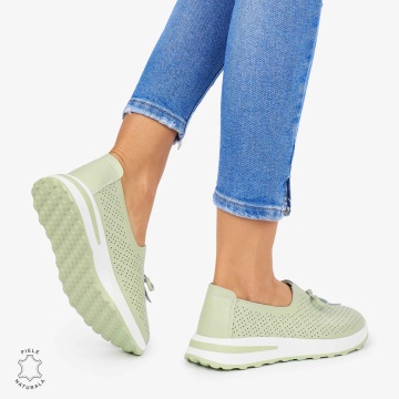 BALERINI dama din Piele Naturala CRL1060 CULOARE: VERDE - Img 3