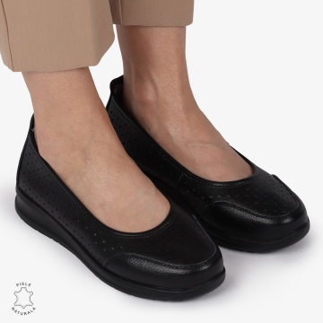 Balerini dama din Piele Naturala Slip-On CRL0721 NEGRU - Img 2