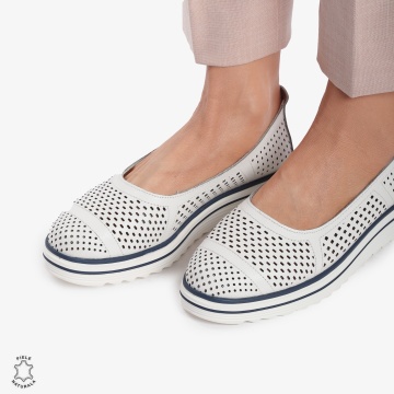 Balerini Dama Piele naturală CRL0105 ALB - Img 3