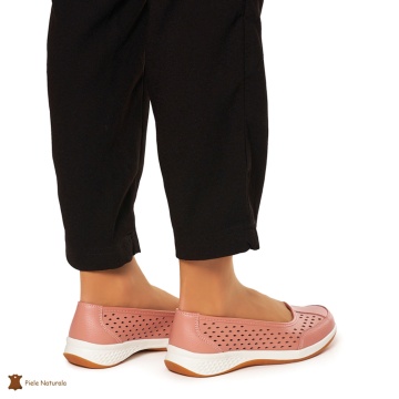 Balerini Dama Piele Naturala Slip-on CRL0073 ROZ - Img 4