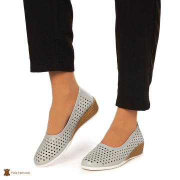 Balerini Dama Piele Naturala Slip-on CRL0075 GRI - Img 2