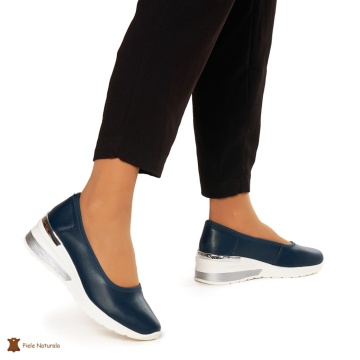 Balerini Dama Piele Naturala slip-on CRL0082 NAVY - Img 2