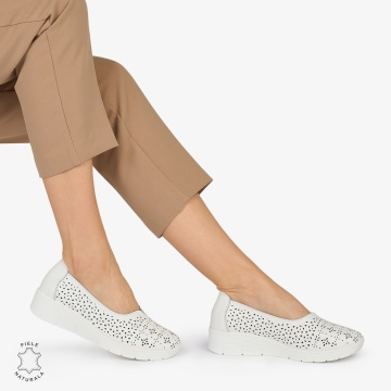 BALERINI din PIELE NATURALA PERFORATA CRL1040 CULOARE: ALB - Img 3
