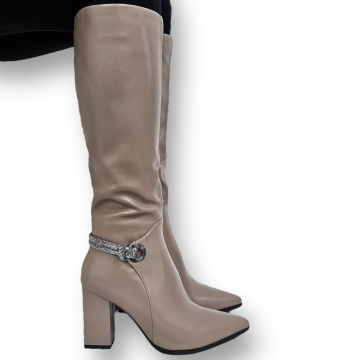 CIZME DAMA din PIELE ECOLOGICA cu FERMOAR CRL0920 CULOARE: Khaki - Img 2