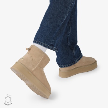 CIZME TIP UG DAMA din PIELE NATURALA INTOARSA CRL0893 CULOARE: BEJ - Img 5