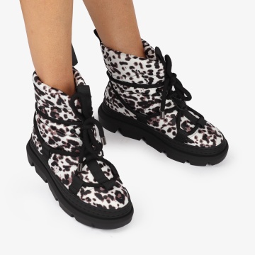 GHETE DAMA DIN FAS moderne cu imprimeu Leopard IMBLANITE CRL1257 Alb - Img 4