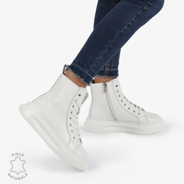 Ghete dama din Piele Naturala CRL0652 ALB - Img 2
