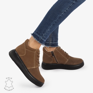 Ghete DAMA din PIELE NATURALA intoarsa CRL0911 CAMEL - Img 2