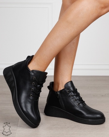 Ghete damă din piele naturală model clasic CRL1874 NEGRU - Img 2