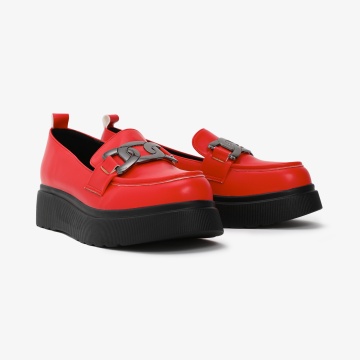 Mocasini dama din Piele Ecologica CRL0564 ROSU - Img 2