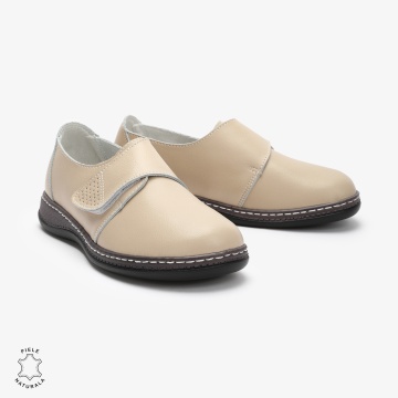 Mocasini dama din Piele naturală CRL0017 Bej - Img 2