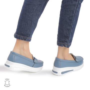 Mocasini DAMA din PIELE Naturala CRL0941 CULOARE: Albastru - Img 3