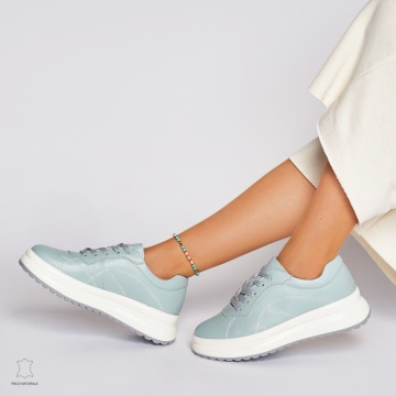 Pantofi casual dama din piele naturala CRL0006 ALBASTRU - Img 4