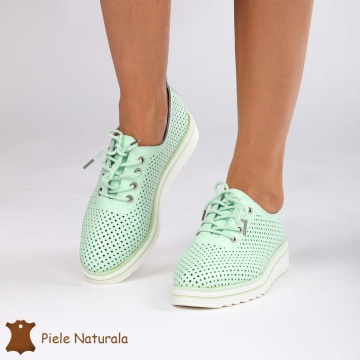 Pantofi casual dama din Piele naturală CRL0113 VERDE - Img 2