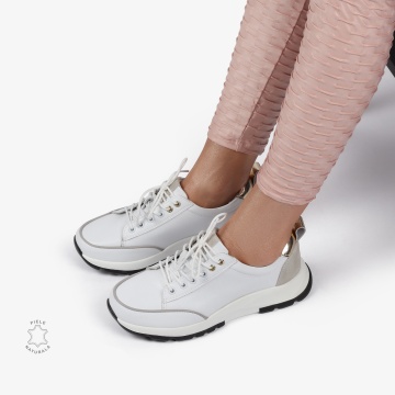 Pantofi Casual dama din Piele Naturala CRL0854 ALB