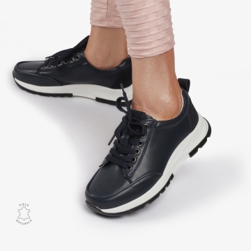 Pantofi Casual dama din Piele Naturala CRL0854 BLEUMARIN - Img 3