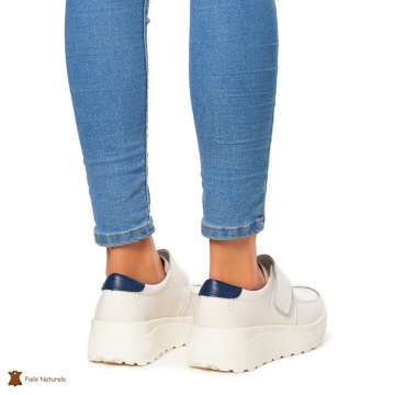 Pantofi Casual dama din Piele Naturala CRL0858 ALB - Img 4
