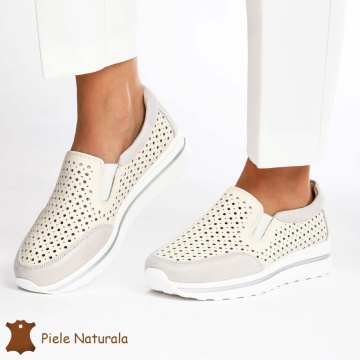 Pantofi Casual dama din Piele naturala CRL0860 BEJ - Img 3