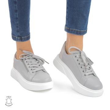 Pantofi Casual DAMA din PIELE Naturala CRL0940 CULOARE: Gri - Img 2