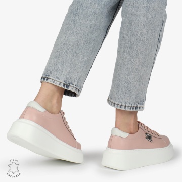 PANTOFI CASUAL dama din Piele naturala CU CATARAMA LATERALA SIRET CRL1347 ROZ - Img 3