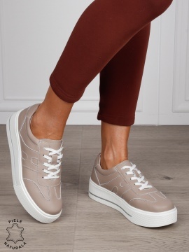 Pantofi Casual damă din piele naturală cu model lateral CRL1569 ROZ - Img 2