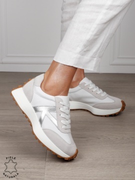 Pantofi Casual dama din Piele Naturala cu model special CRL1551 ALB - Img 2