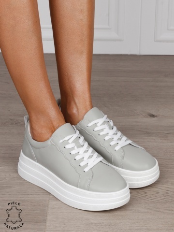Pantofi CASUAL dama din piele naturala CU SIRET SI TALPA INALTA CRL1454 BARILLA
