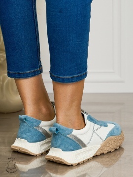 Pantofi CASUAL dama din piele naturala de tip Slip-on CRL1458 ALB - Img 3