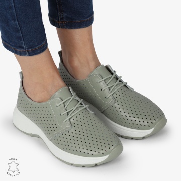 PANTOFI CASUAL dama din Piele naturala Perforata cu Siret CRL1354 BARILLA - Img 3