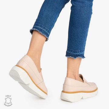Pantofi Casual DAMA din PIELE Naturala SLIP-ON CRL0946 CULOARE: ROZ - Img 3