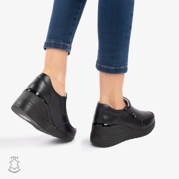 Pantofi Casual Dama Piele Naturala CRL0072 NEGRU TOTAL - Img 3
