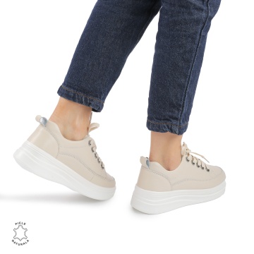 Pantofi casual dama piele naturala CRL0869 BEJ - Img 3