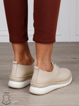 PANTOFI CASUAL Dama Piele Naturala USOR INALTA CRL1051 Culoare: BEJ - Img 3