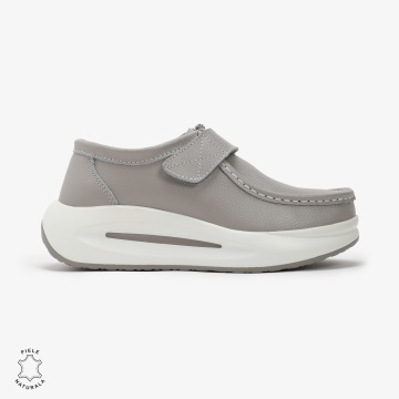 Pantofi Casual de dama din Piele Naturala CRL0570 GRI - Img 2