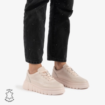PANTOFI CASUAL DE DAMA DIN PIELE NATURALA CRL0767 ROZ - Img 3