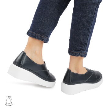 Pantofi Casual de dama din Piele Naturala CRL0918 BLEUMARIN - Img 3