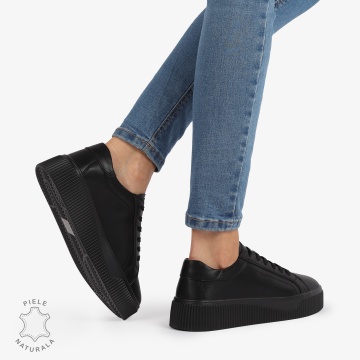 Pantofi Casual de dama din Piele Naturala CRL1222 NEGRU - Img 2
