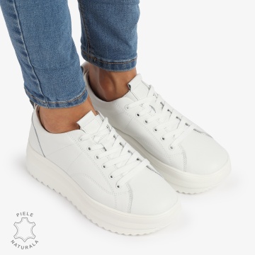 Pantofi Casual de dama din Piele Naturala CU CUSATURI DECORATIVE CRL1220 ALB - Img 2