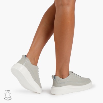 Pantofi Casual de dama din Piele Naturala CU TALPA INALTA CRL1210 GRI - Img 3